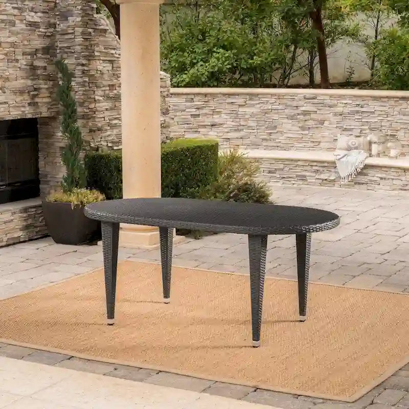 Ensemble de salle à manger ovale 7 pièces en osier Tinos Outdoor par Christopher Knight Home
