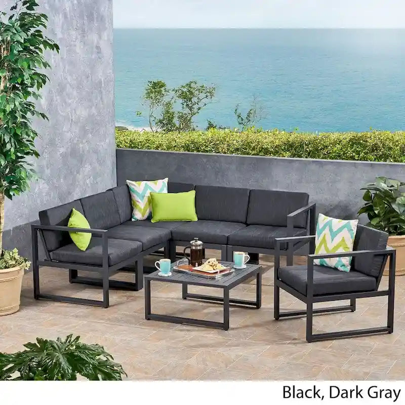 Ensemble de canapés de jardin 6 places en aluminium Navan de Christopher Knight Home