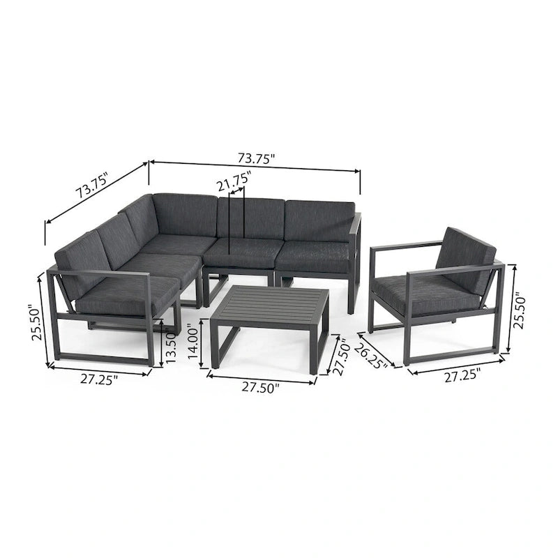 Ensemble de canapés de jardin 6 places en aluminium Navan de Christopher Knight Home