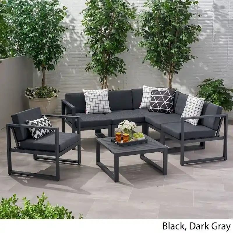 Ensemble de canapés de jardin 6 places en aluminium Navan de Christopher Knight Home