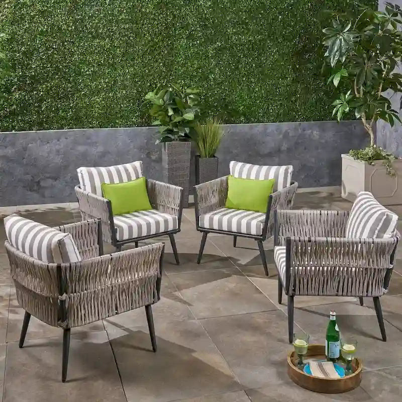 Oceanus Outdoor Wicker Club Chair (Set of 4) by Christopher Knight Home