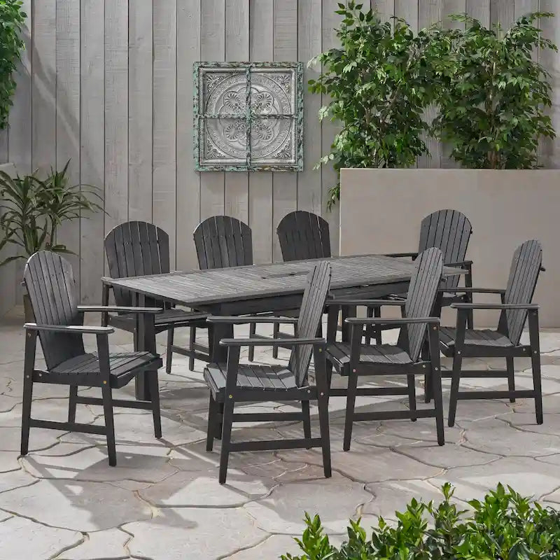 Ensemble de salle à manger Mantero Outdoor Adirondack 8 places en bois d'acacia de Christopher Knight Home