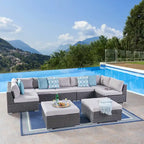 Ensemble de canapés modulaires d'extérieur en osier Santa Rosa à 7 places avec coussins de Christopher Knight Home