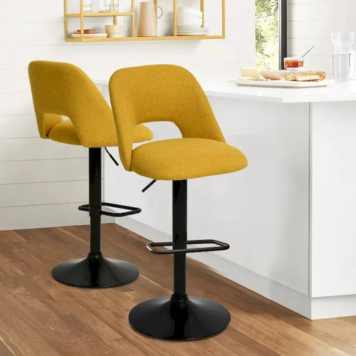 Tabouret de bar pivotant réglable en hauteur avec une base plus large de 17,7 po, en vinyle, ensemble de 2 - 32x17x17