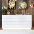 Commode haute brillance 63 po avec 8 tiroirs lumineux et plateau spacieux