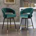 Lot de 2 tabourets de bar pivotants en velours avec dossier - 56,4 cm l x 54,6 cm P x 101,6 cm H