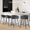 Tabourets de bar à hauteur de comptoir en velours avec accoudoirs et pieds en métal - 33,9 H x 20,1 L x 20,7 P