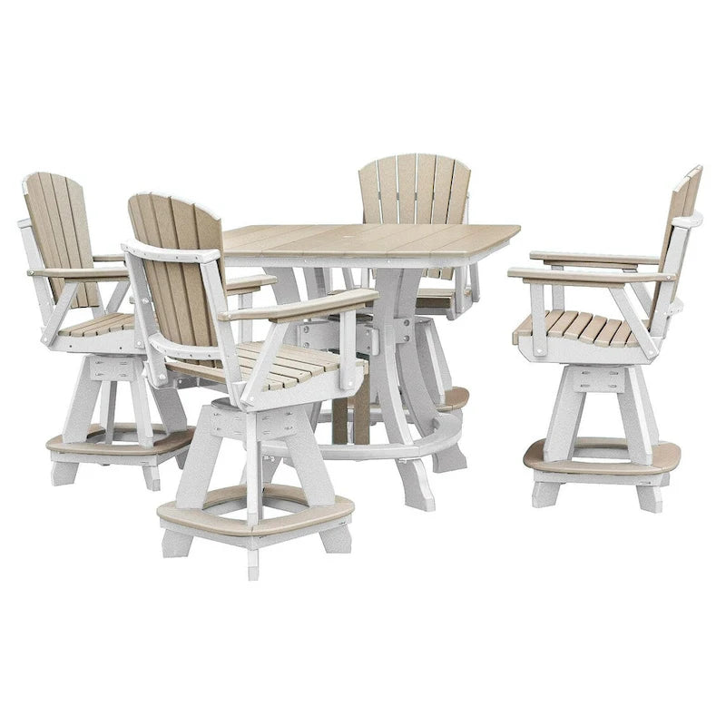 Table carrée à hauteur de comptoir OS Home and Office, modèle Weatherwood avec base blanche - N/A