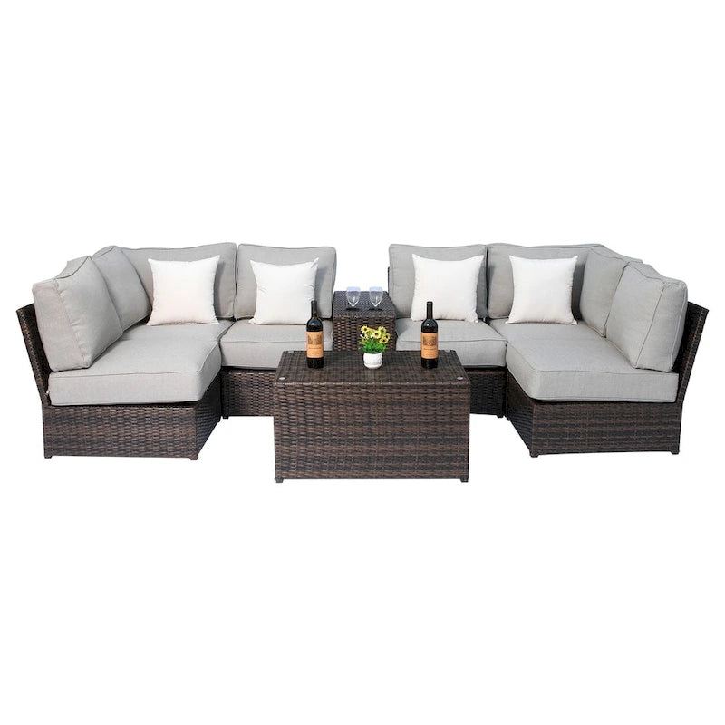 Ensemble sectionnel 8 pièces Lucca avec porte-gobelet par Living Source International