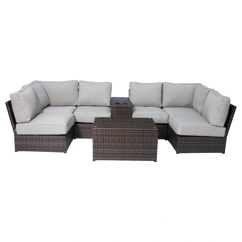 Ensemble sectionnel 8 pièces Lucca avec porte-gobelet par Living Source International