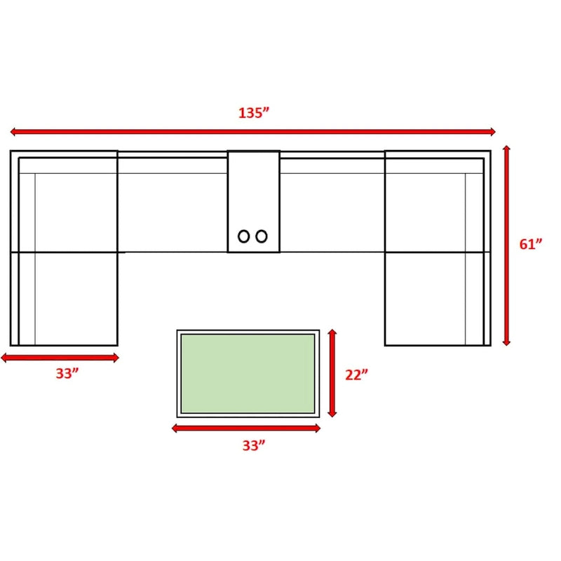 Ensemble sectionnel 8 pièces Lucca avec porte-gobelet par Living Source International