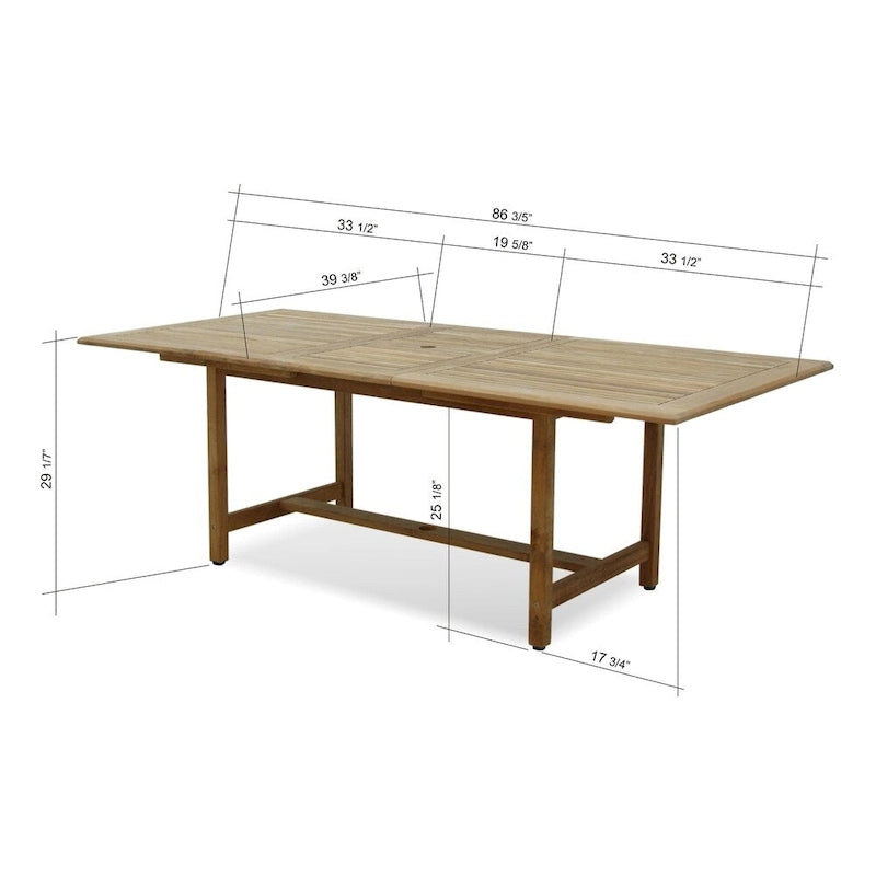 Ensemble de salle à manger 11 pièces en teck avec fauteuils - 11 pièces