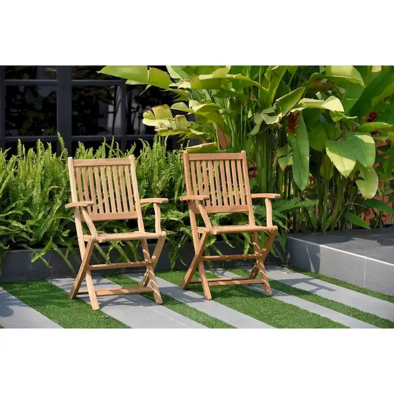 Ensemble de salle à manger 11 pièces en teck avec fauteuils - 11 pièces