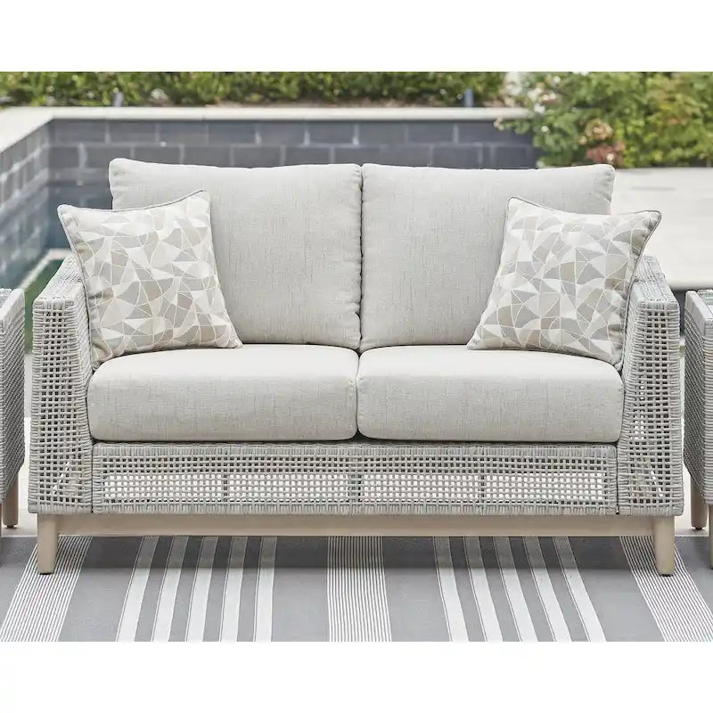 Signature Design by Ashley Seton Creek Gray Outdoor Loveseat with Cushion - 58.5 W x 36.25 D x 35.88 H