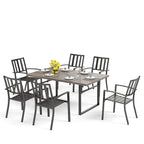 MAISON ARTS Ensemble de salle à manger de patio, table à pieds en U et chaises en métal, mobilier d'extérieur, 7 pièces