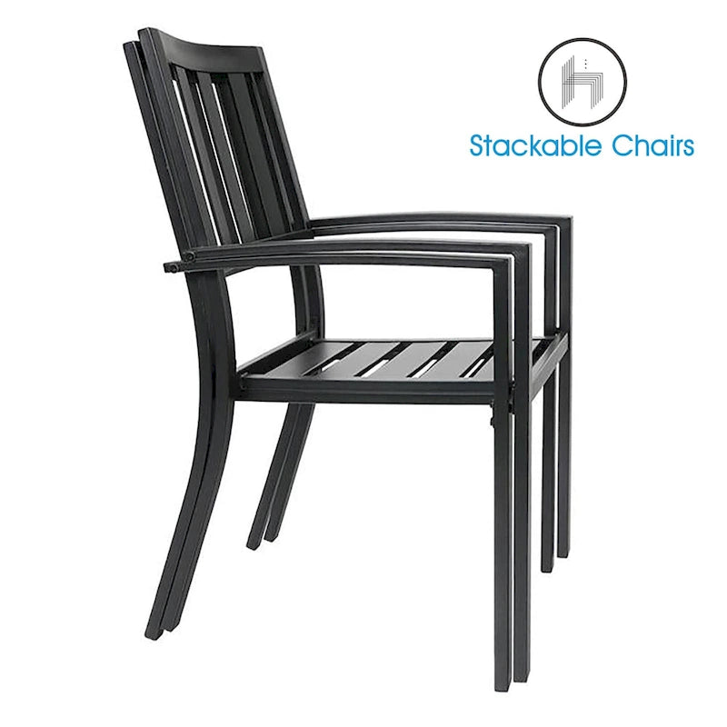 MAISON ARTS Ensemble de salle à manger de patio, table à pieds en U et chaises en métal, mobilier d'extérieur, 7 pièces