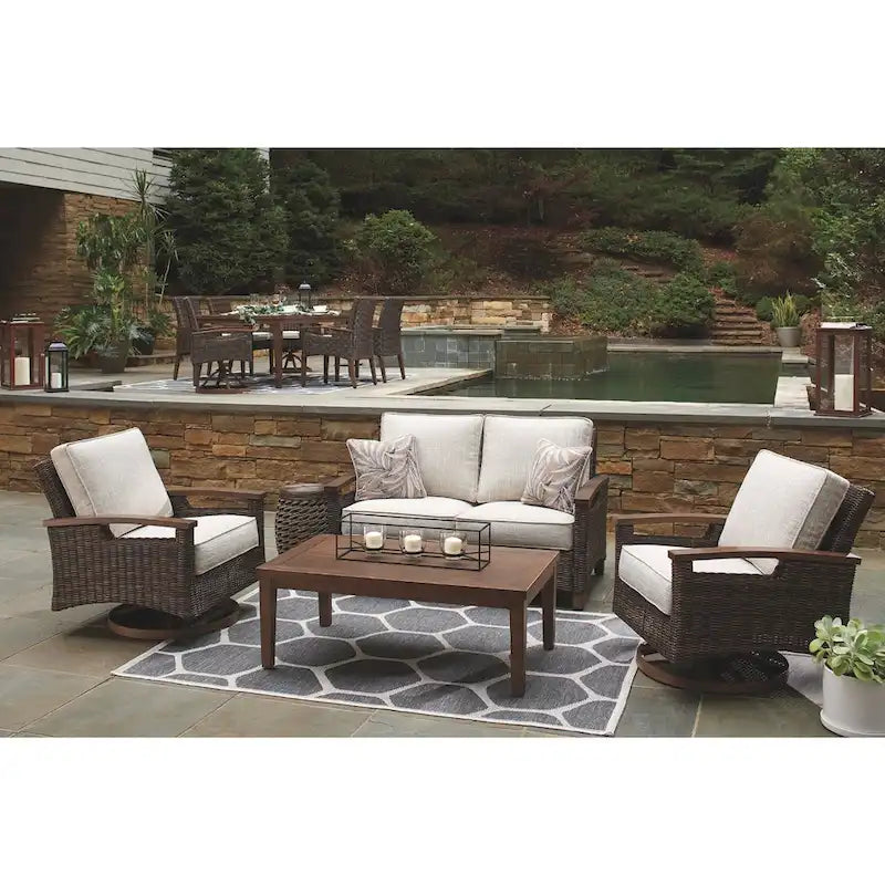 Fauteuils de jardin pivotants Paradise Trail marron moyen (lot de 2) – 32,5 L x 37 P x 37 H