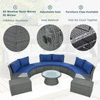 Abrihome Ensemble de 10 pièces de canapé en rotin pour l'extérieur, sectionnel semi-circulaire, gris clair