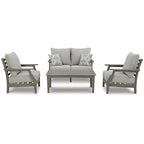 Signature Design by Ashley Visola Gray Ensemble de conversation de causeuse d'extérieur 4 pièces - 54W x 33D x 37H