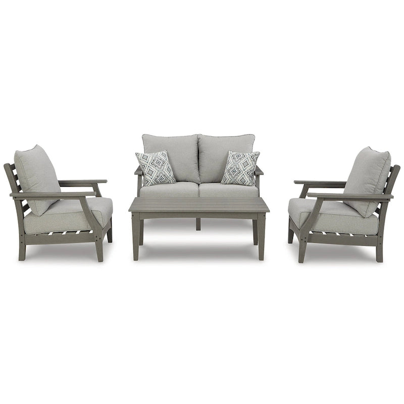 Signature Design by Ashley Visola Gray Ensemble de conversation de causeuse d'extérieur 4 pièces - 54W x 33D x 37H