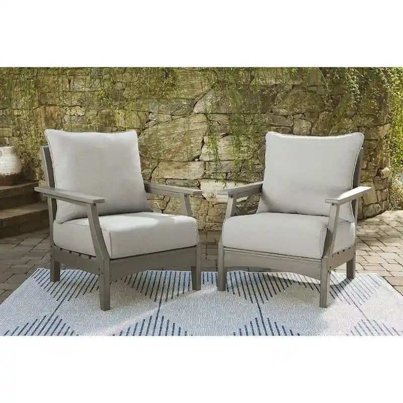Signature Design by Ashley Visola Gray Ensemble de conversation de causeuse d'extérieur 4 pièces - 54W x 33D x 37H
