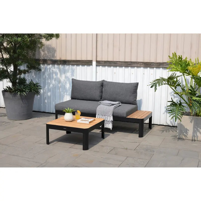 Ensemble de patio 3 pièces en teck et aluminium FSC Amazonia Portalew