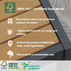 Ensemble de mobilier de jardin 6 pièces en teck FSC Amazonia Arnhou