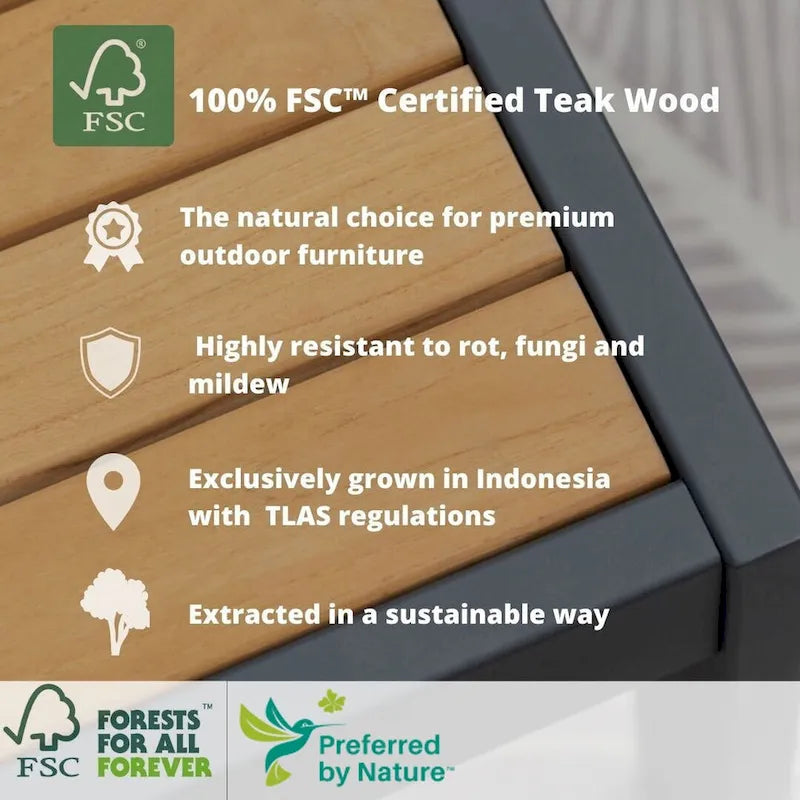Ensemble de mobilier de jardin 6 pièces en teck FSC Amazonia Arnhou