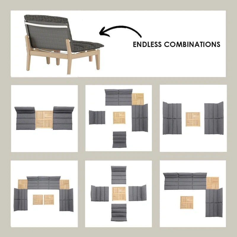 Ensemble de mobilier de jardin 6 pièces en teck FSC Amazonia Arnhou
