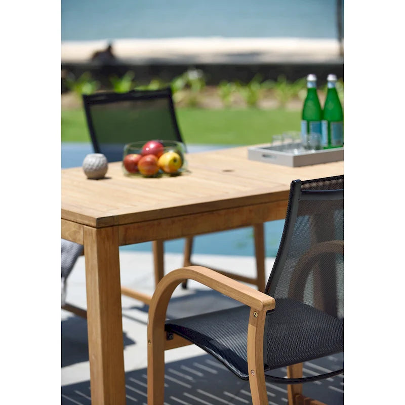 LifestyleGarden Panthuer Ensemble de salle à manger d'extérieur en teck massif certifié FSC de 7 pièces - 7 pièces
