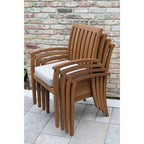 Ensemble de salle à manger Eilaf 6 pièces Eucalyptus avec chaises empilables de luxe