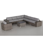 LSI Wicker 7 - Salon de jardin 7 places en osier avec coussins