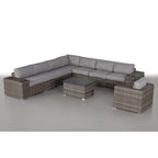 LSI Wicker 7 - Salon de jardin 7 places en osier avec coussins