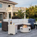 Ensemble de mobilier de jardin en osier COSIEST 5 pièces avec brasero