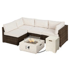 Ensemble de mobilier de jardin en osier COSIEST 5 pièces avec brasero