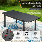 MAISON ARTS Ensemble de salle à manger d'extérieur 7/9 pièces avec 6 chaises à motif arrière amélioré en métal thermolaqué et 1 table extensible en métal