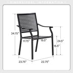 MAISON ARTS Ensemble de salle à manger d'extérieur 7/9 pièces avec 6 chaises à motif arrière amélioré en métal thermolaqué et 1 table extensible en métal