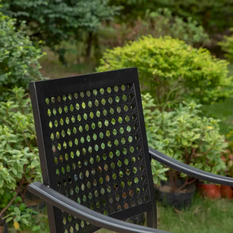 MAISON ARTS Ensemble de salle à manger d'extérieur 7/9 pièces avec 6 chaises à motif arrière amélioré en métal thermolaqué et 1 table extensible en métal