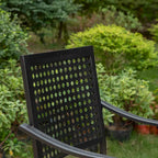 MAISON ARTS Ensemble de salle à manger d'extérieur 7/9 pièces avec 6 chaises à motif arrière amélioré en métal thermolaqué et 1 table extensible en métal