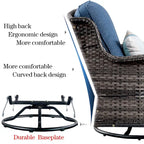 Ensemble de mobilier de patio OVIOS gris en osier 6 pièces avec fauteuil pivotant à bascule et brasero