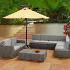 Ensemble de conversation de patio sectionnel 10 pièces
