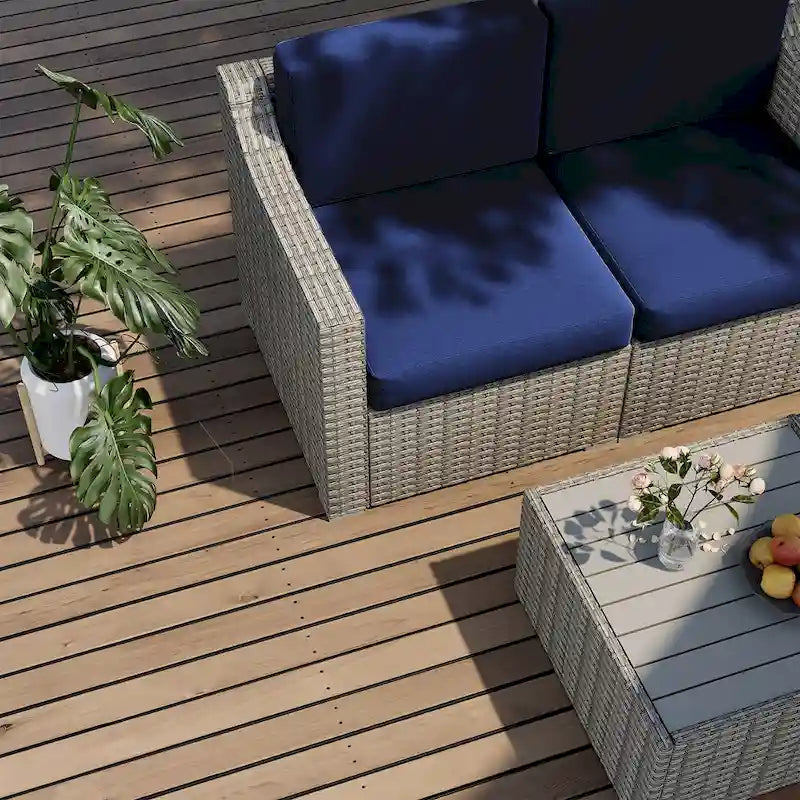 Ensemble de conversation de patio sectionnel 10 pièces