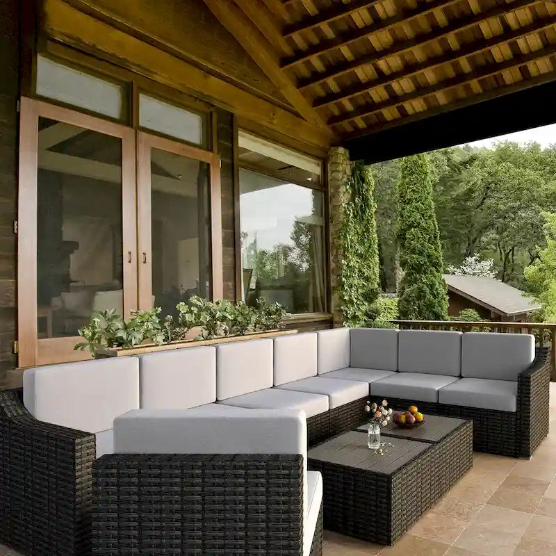 Ensemble de conversation de patio sectionnel 10 pièces