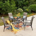MAISON ARTS Ensemble repas de patio 7 ou 5 pièces avec chaises rembourrées en textilène à accoudoirs ondulés et table en métal
