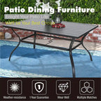 MAISON ARTS Ensemble repas de patio 7 ou 5 pièces avec chaises rembourrées en textilène à accoudoirs ondulés et table en métal