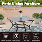 MAISON ARTS Ensemble repas de patio 7 ou 5 pièces avec chaises rembourrées en textilène à accoudoirs ondulés et table en métal
