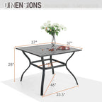 MAISON ARTS Ensemble repas de patio 7 ou 5 pièces avec chaises rembourrées en textilène à accoudoirs ondulés et table en métal