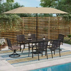 Ensemble de salle à manger d'extérieur 8 pièces en métal avec revêtement électrophorétique et parasol