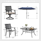 Ensemble de salle à manger d'extérieur 8 pièces en métal avec revêtement électrophorétique et parasol