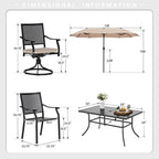 Ensemble de salle à manger d'extérieur 8 pièces en métal avec revêtement électrophorétique et parasol